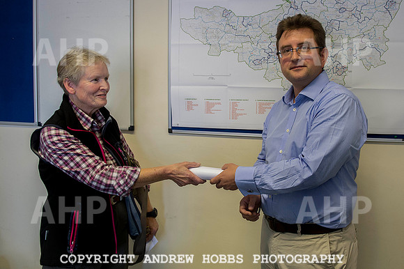 Vanessa Mason hands letter over Badger Cull 2014 003