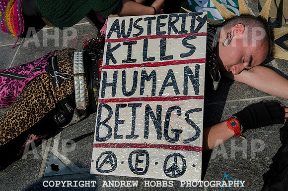 Anti-austerity protester Exeter 008